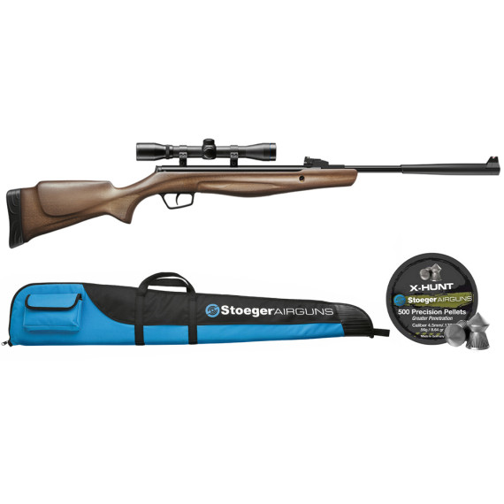 CARABINA STOEGER AIR RX20 WOOD CAL.5,5 + VISOR+ FUNDA+ PLOMOS