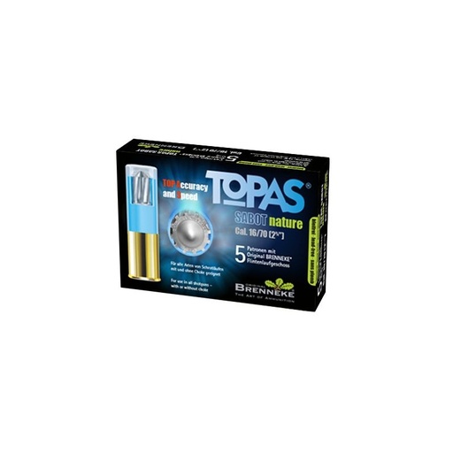 CARTUCHO BALA BRENNEKE CAL. 12/70 CAZA 20GR. TOPAS SABOT 5 UN